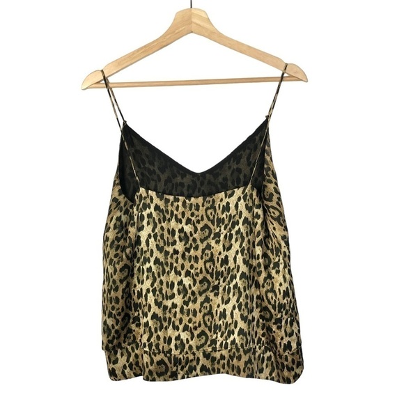 Zara Brown Leopard Print Lace Trim Camisole Tank Top S - Picture 2 of 3